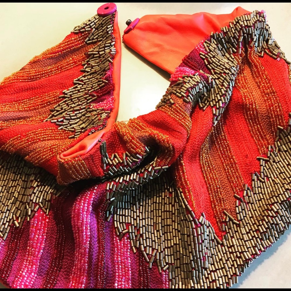 Renee Christopher leather lined scarf necklace